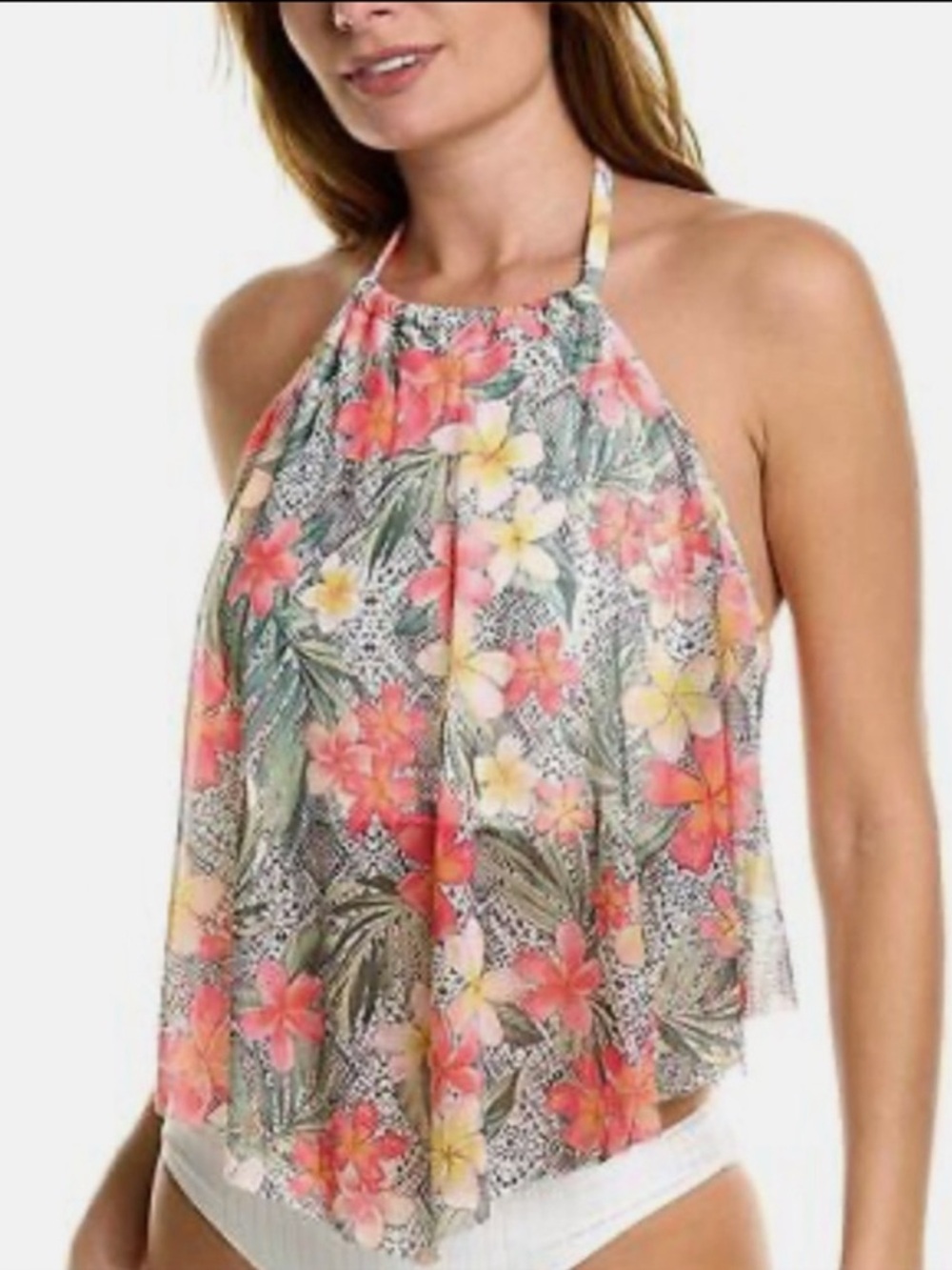 NWOT Coco Reef Aura Mesh Bra-Sized Ubderwire Halter Tankini Top
